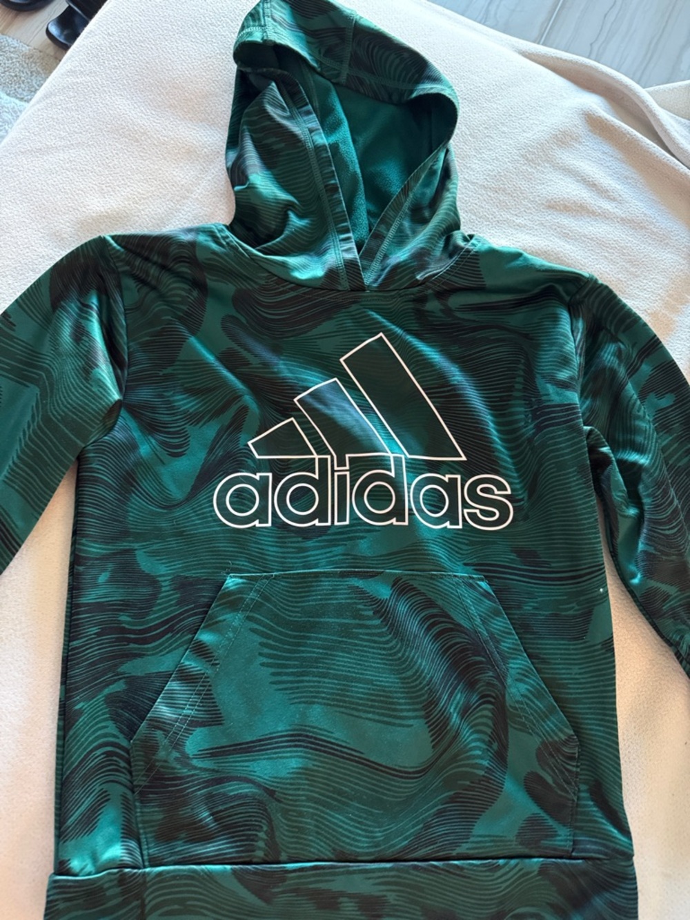 adidas Teal and Black Swirl Logo Hoodie